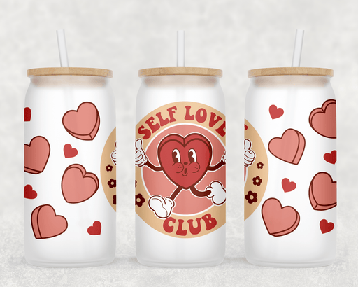 JOYSMITH TUMBLERS Self Love Club Frosted Can Glass with Lid + Straw