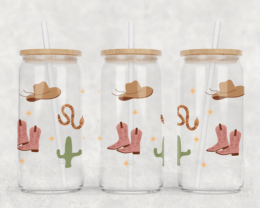 JOYSMITH TUMBLERS Western Can Glass with Lid + Straw