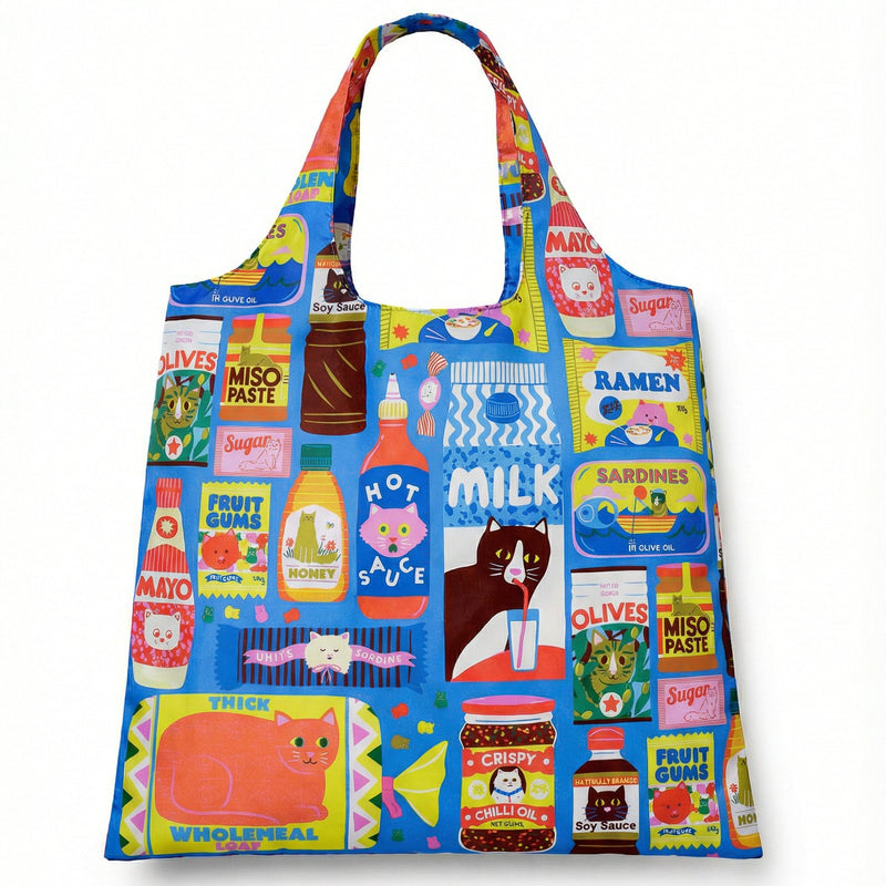 Kawaii Cat Food Art Sack by Naomi Wilkinson