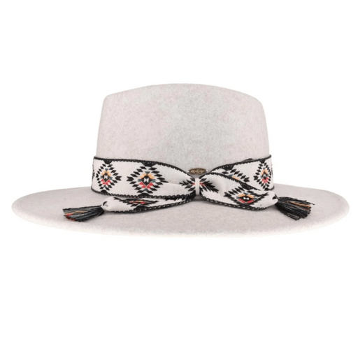 LF ACCESSORIES HATS Aztec Trim Band Vegan Fabric C.C Panama Hat