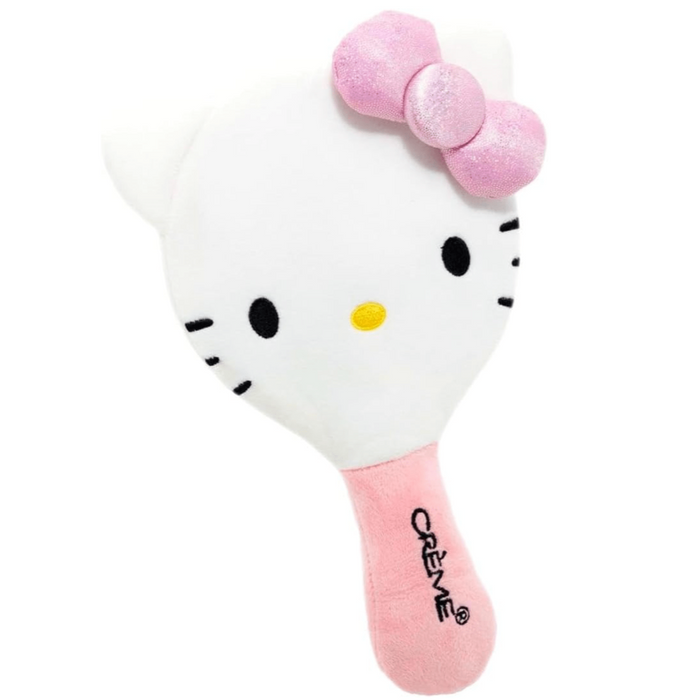 LF BEAUTY BEAUTY The Crème Shop X Hello Kitty Limited Edition Plush Portable Mirror - Genuine Sanrio - Soft Plush Covering - Glass Mirror - Embroidered Features - Sparkly Pink Bow - Ideal for Hello Kitty Lovers