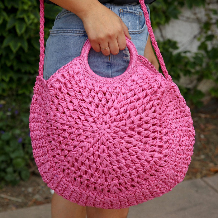 LF HANDBAGS Handbags Pink Jewel & Clara Circle Jute Tote