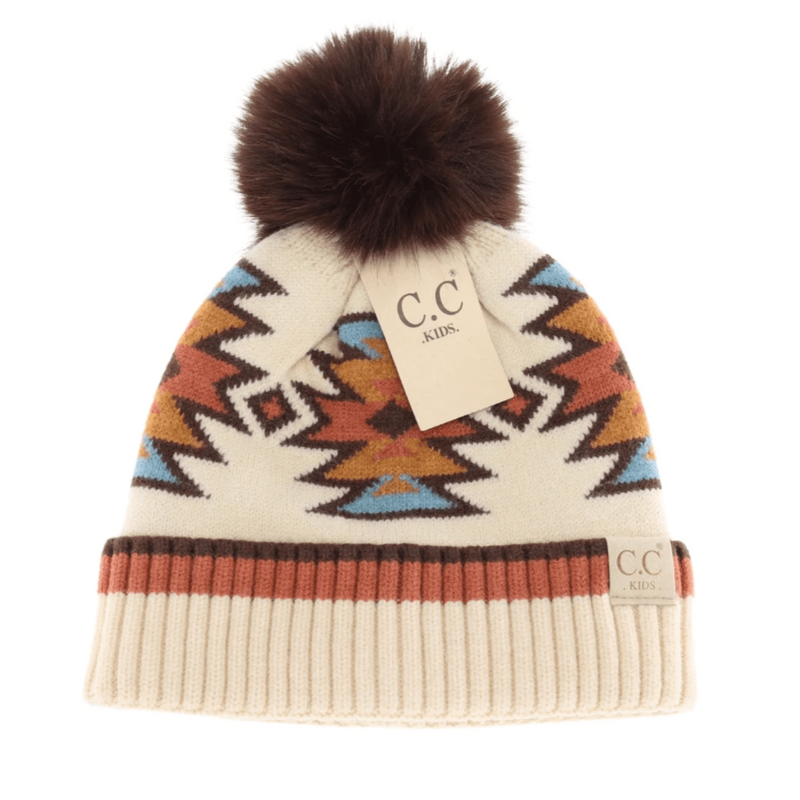 LF KIDS BEANIES KIDS Southwestern Faux Fur Pom C.C Beanie