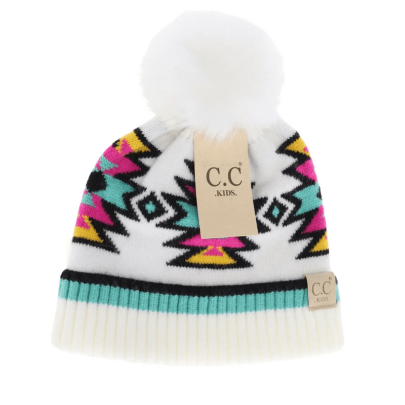LF KIDS BEANIES KIDS Southwestern Faux Fur Pom C.C Beanie