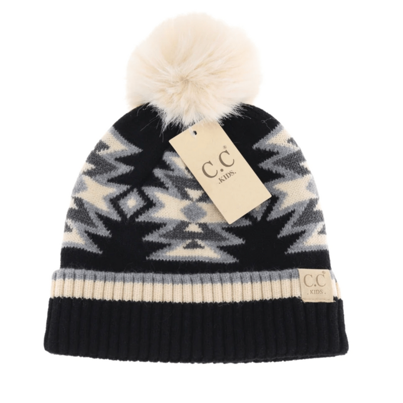 LF KIDS BEANIES KIDS Southwestern Faux Fur Pom C.C Beanie