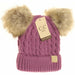 LF KIDS BEANIES Lavender KIDS Cable Knit Double Matching Pom Beanie