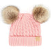 LF KIDS BEANIES Pale Pink KIDS Cable Knit Double Matching Pom Beanie