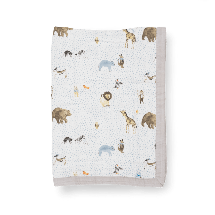 LITTLE UNICORN SWADDLE Cotton Muslin Baby Quilt | Party Animals