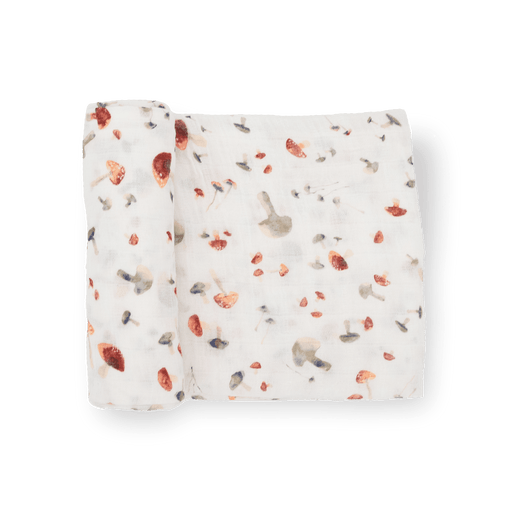 LITTLE UNICORN SWADDLE Cotton Muslin Swaddle Blanket | Mushrooms