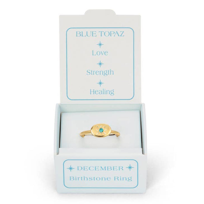 LUCKY FEATHER JEWELRY Birthstone Signet Ring