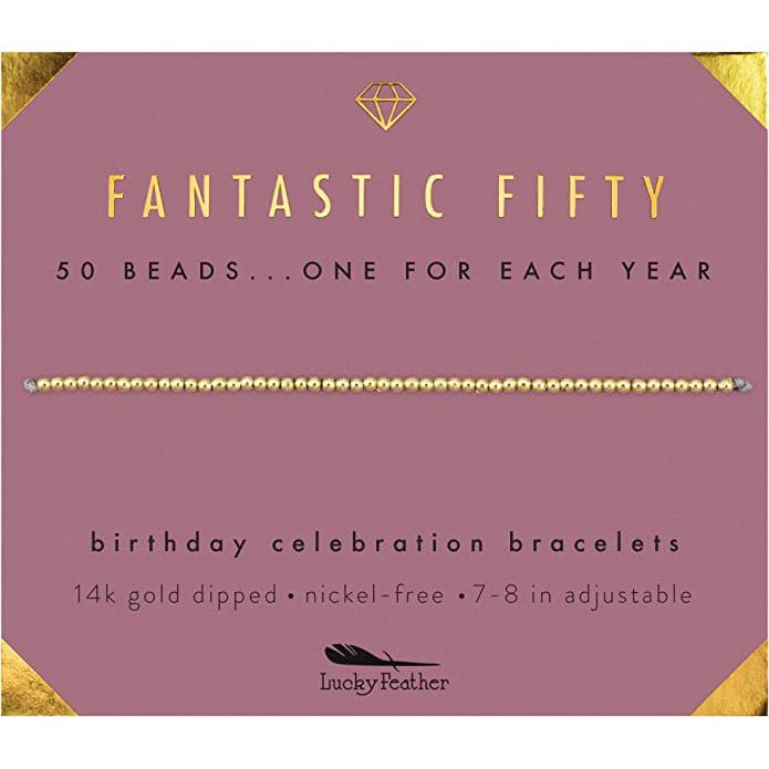 LUCKY FEATHER JEWELRY FIFTY Milestone Birthday Bracelet