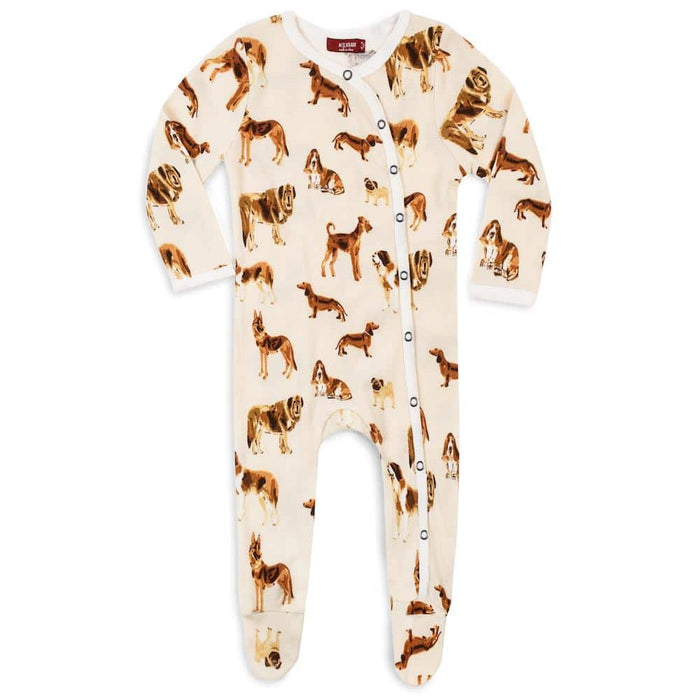 MILKBARN BABY CLOTHES 6-9MO Natural Dog Organic Cotton Snap Footed Romper