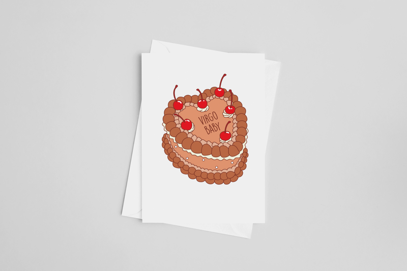 Virgo Zodiac Cake Birthday Greeting Card