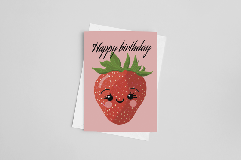 Happy Birthday Strawberry Greeting Card