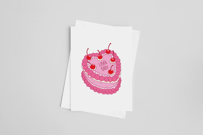 Libra Zodiac Cake Birthday Greeting Card