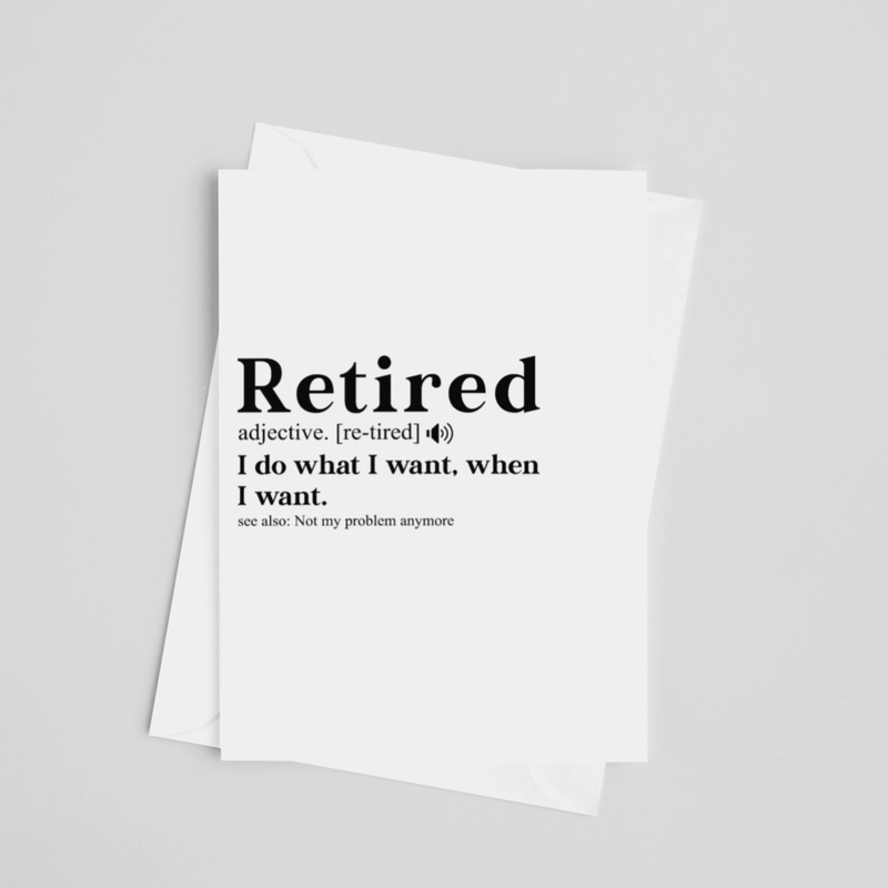 Retired Definition Greeting Card