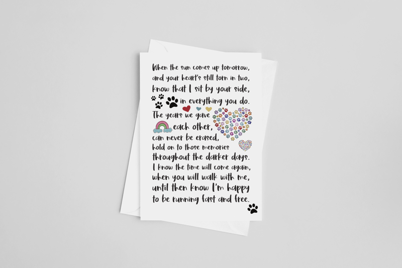 When the Sun Comes Up Tomorrow Pet Sympathy Greeting Card
