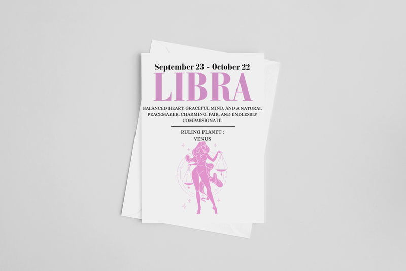 Libra Woman Zodiac Greeting Card