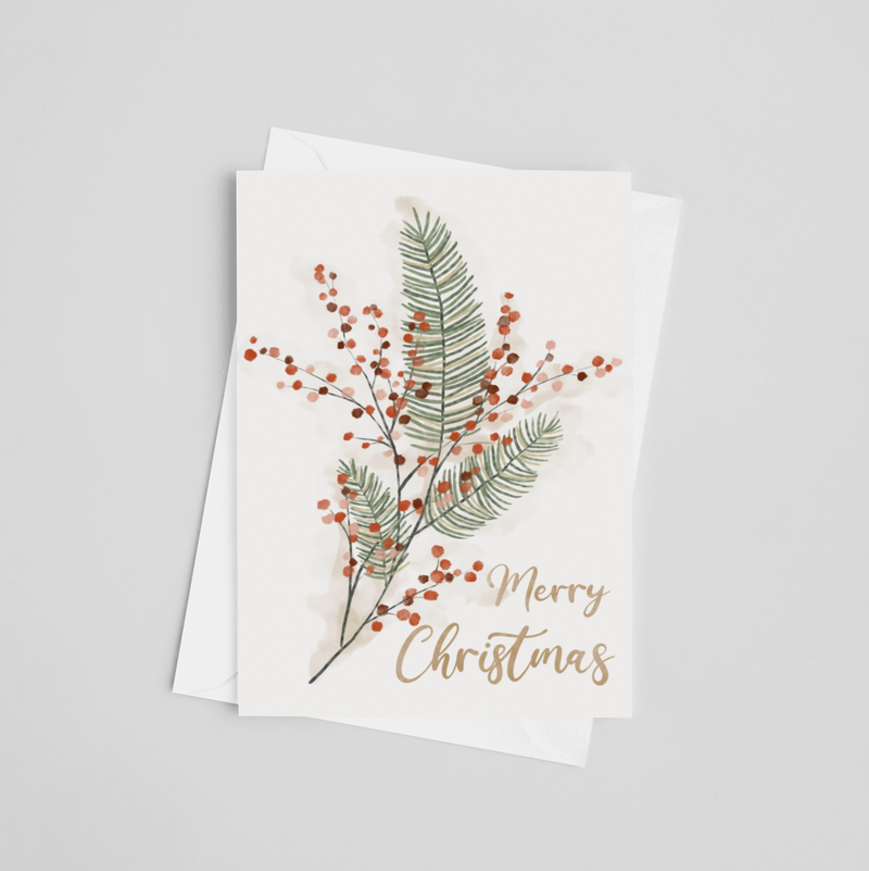 Merry Christmas Pine & Cran Greeting Card