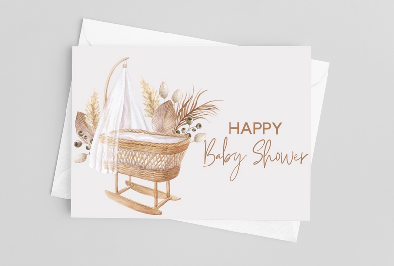 Happy Baby Shower Bassinet Greeting Card