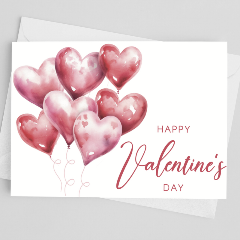 Heart Balloons - Valentine's Greeting Card