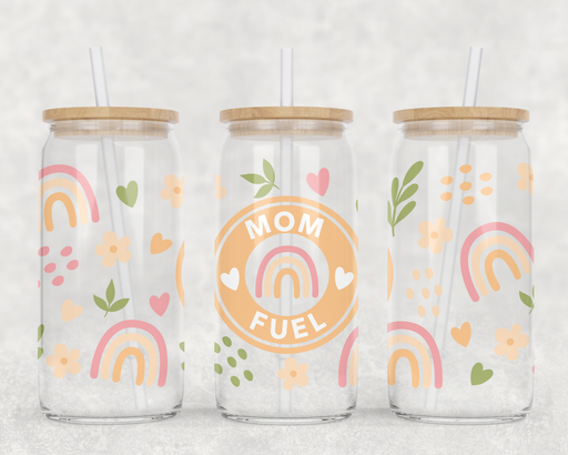 Mom Fuel Clear Can Glass with Lid + Straw - LOCAL FIXTURE