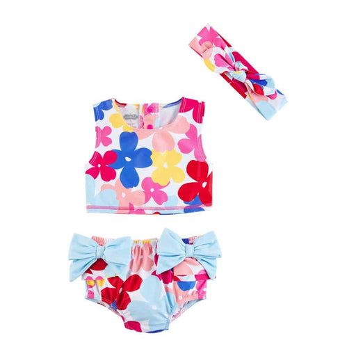 Mud Pie BABY CLOTHES 12-18 MO Girl's Multi-Floral Swimsuit Set