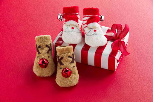 Mud Pie BABY Santa Chenille Jingle Bell Socks