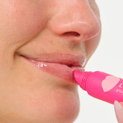 Lip Service gloss-to-balm applied, close-up of lips
