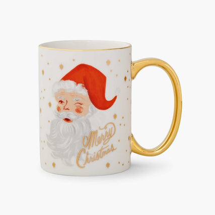 RIFLE PAPER COMPANY MUGS Winking Santa Claus Porcelain Mug