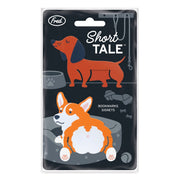 Dachshund steel bookmark clipped onto a book page