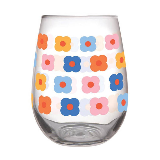 SLANT COLLECTIONS WINE GLASS Retro Flower 20oz Stemless Wine Glass