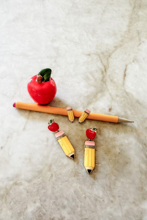 Teacher's Pet Apple & Pencil Enamel Earrings - LOCAL FIXTURE