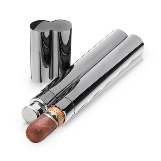 VISKI FLASKS Warren™ Gunmetal Cigar Holder and Flask