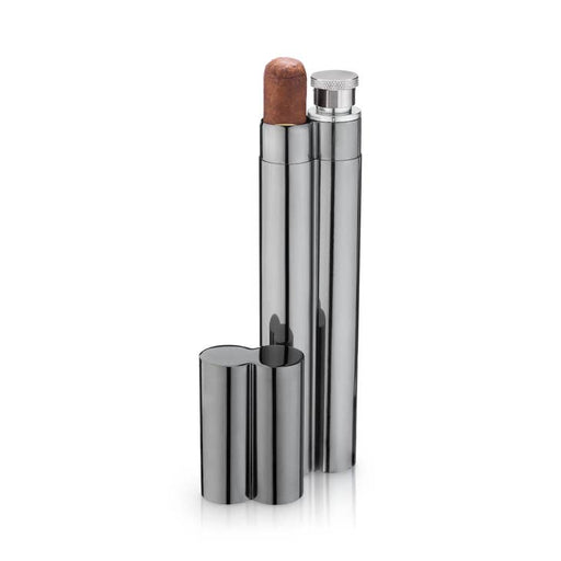 VISKI FLASKS Warren™ Gunmetal Cigar Holder and Flask