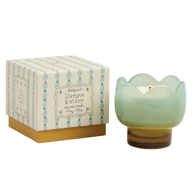 Tulip Glass Candle in Wisteria and Willow
