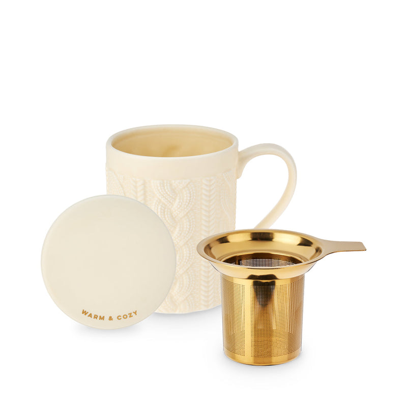 Annette Knit Ceramic Tea Mug & Infuser