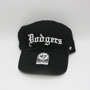 47 BRAND HATS Black Los Angeles Dodgers Script Side Clean up