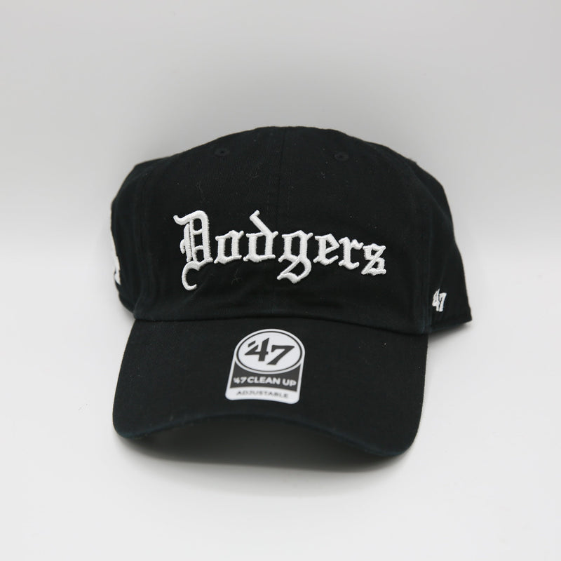 47 BRAND HATS Black Los Angeles Dodgers Script Side Clean up