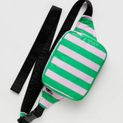 BAGGU HANDBAG PINK GREEN AWNING STRIPE Puffy Fanny Pack