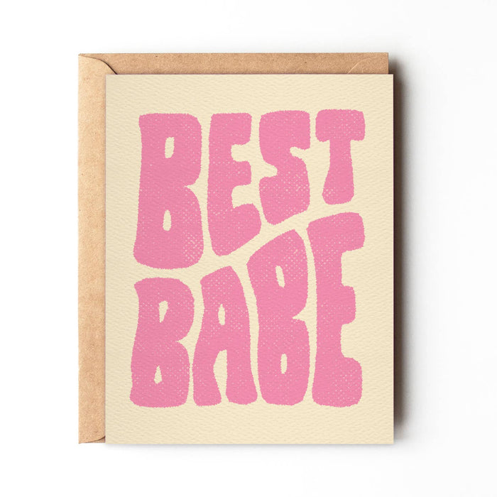 DAYDREAM PRINTS CARDS Best Babe - Pink Retro Birthday Card for Friend