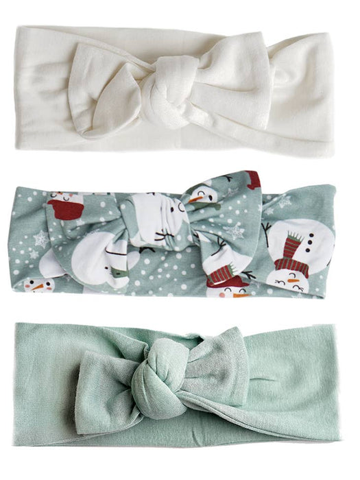 EMERSON AND FRIENDS BABY ACCESSORIES Snow People Bamboo Headband Bow Gift Set