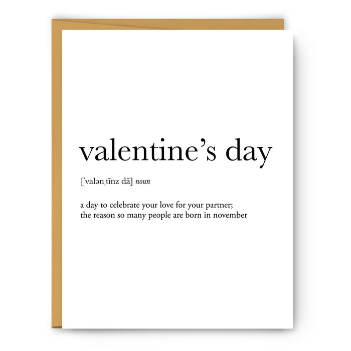 FOOTNOTES CARD Valentine's Day Definition | Valentine's Day Card