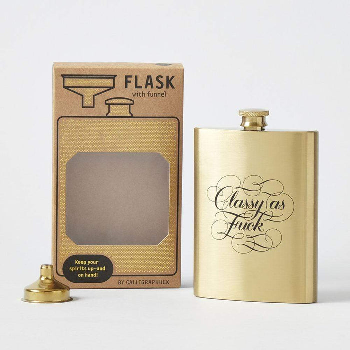 HACHETTE BOOKS Classy as F*ck Flask: (8 Ounce Shiny Gold Portable Drinkware for Alcohol with Funny Swear Words, Curse Words on a Portable Canteen)