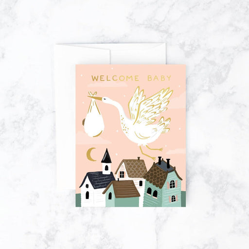 IDLEWILD CO. CARDS Welcome Baby Stork Card