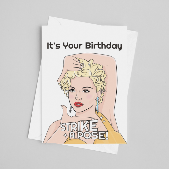 JOYSMITH CARD It's Your Birthday, Strike a Pose - Madonna Birthday Card