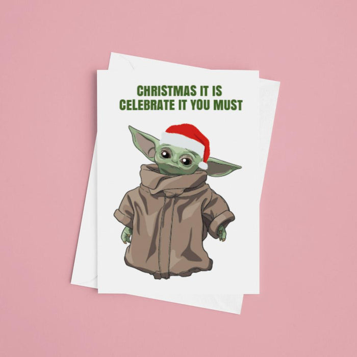 JOYSMITH CARD Yoda Christmas Celebrate It You Must Greeting Card