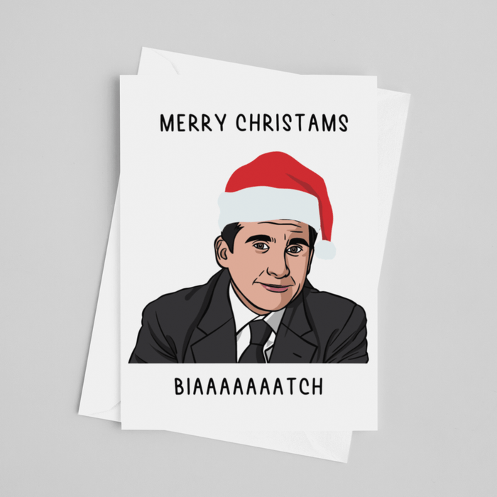 JOYSMITH CARDS Merry Christmas Biaaaaatch - Michael Scott Christmas Greeting Card