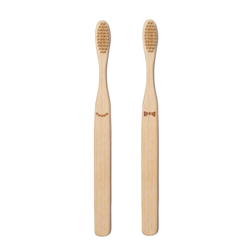 KIKKERLAND NOVELTY His & Her Bamboo Toothbrush Set