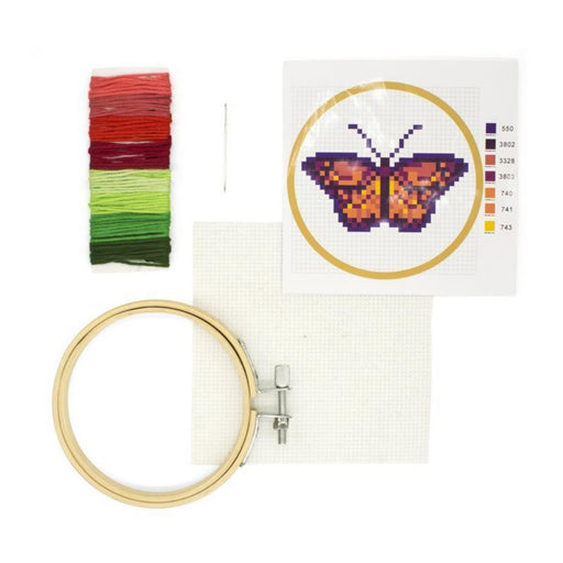 KIKKERLAND NOVELTY Mini Cross Stitch Embroidery Kit | Butterfly